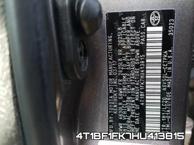 4T1BF1FK7HU413815 фото 2
