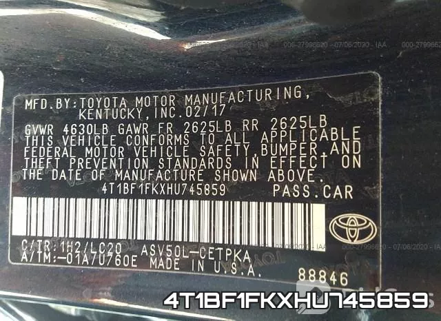 4T1BF1FKXHU745859 фото 10