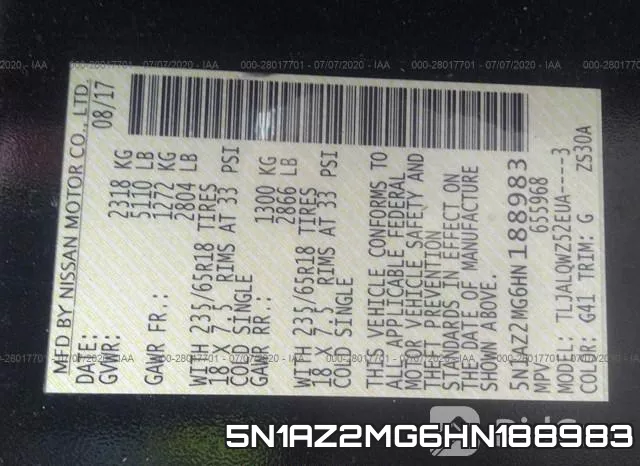 5N1AZ2MG6HN188983 фото 9