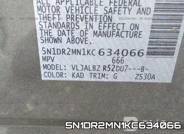 5N1DR2MN1KC634066 фото 10