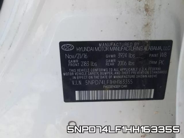5NPD74LF1HH163355 фото 2