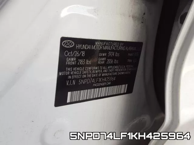 5NPD74LF1KH425964 фото 2
