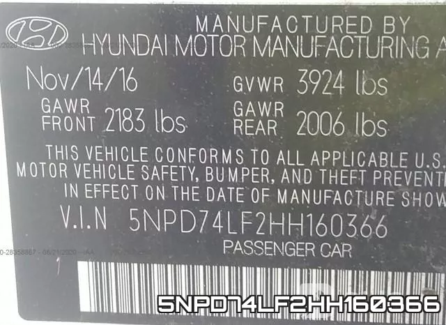 5NPD74LF2HH160366 фото 10