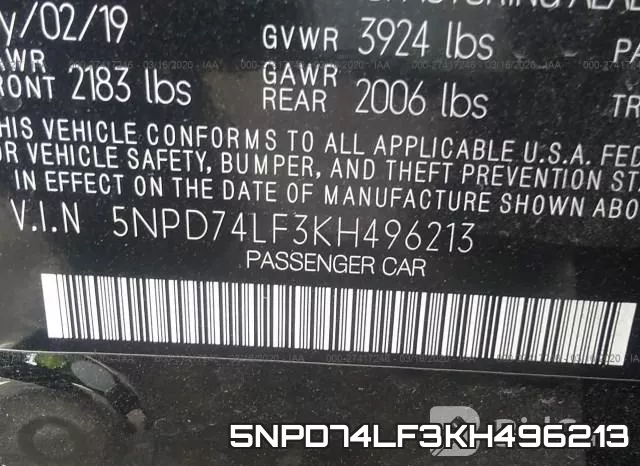 5NPD74LF3KH496213 фото 10