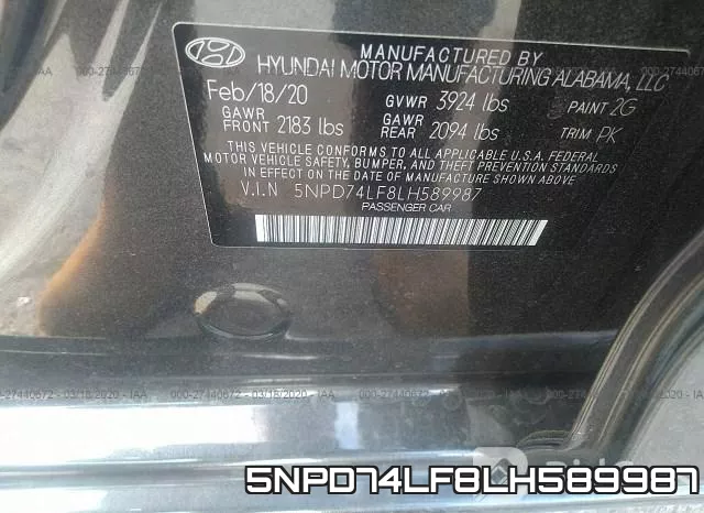 5NPD74LF8LH589987 фото 10