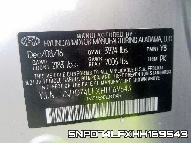 5NPD74LFXHH169543 фото 2