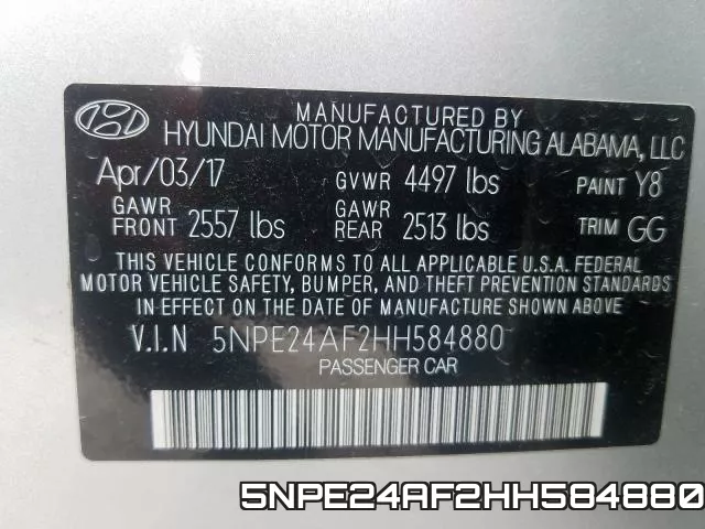 5NPE24AF2HH584880 фото 2