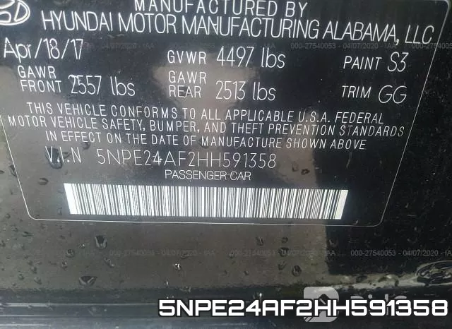 5NPE24AF2HH591358 фото 10