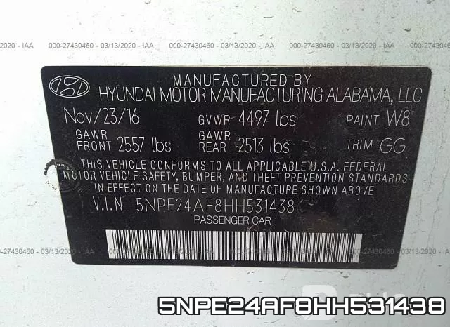 5NPE24AF8HH531438 фото 10