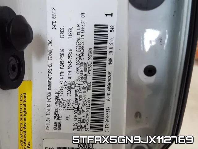 5TFAX5GN9JX112769 фото 2