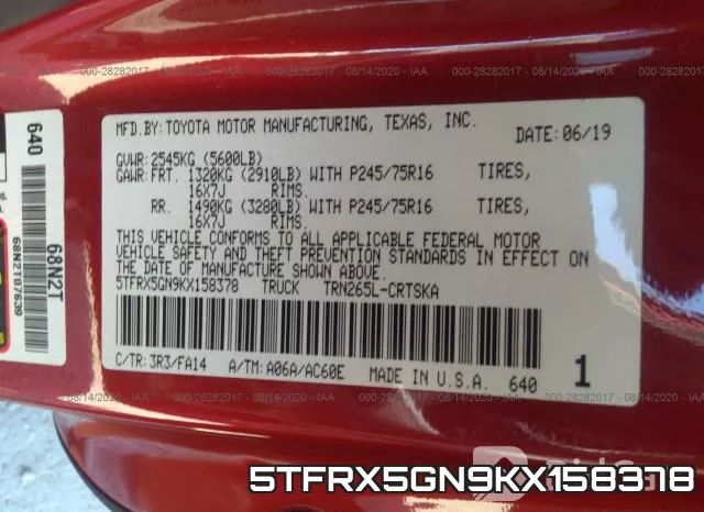 5TFRX5GN9KX158378 фото 10