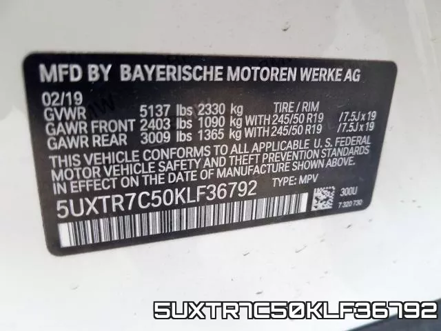 5UXTR7C50KLF36792 фото 2