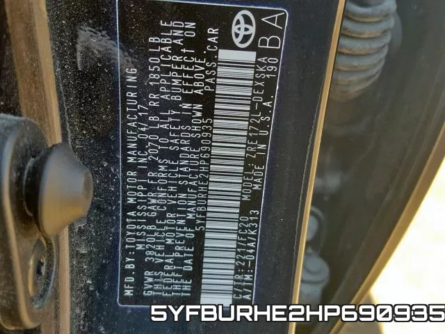 5YFBURHE2HP690935 фото 2