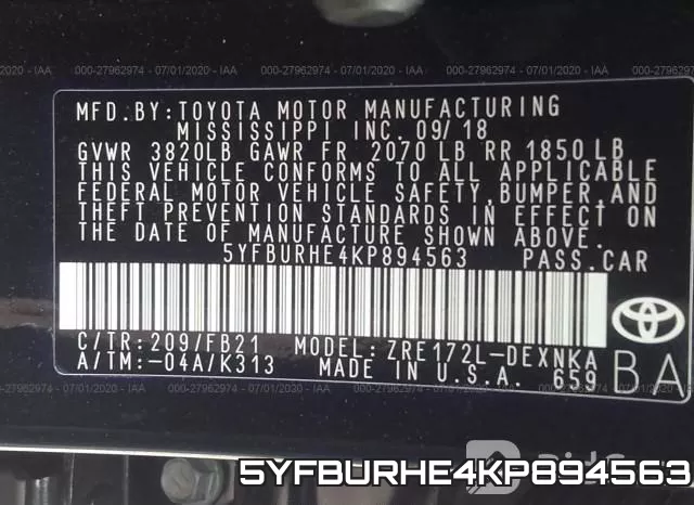 5YFBURHE4KP894563 фото 10
