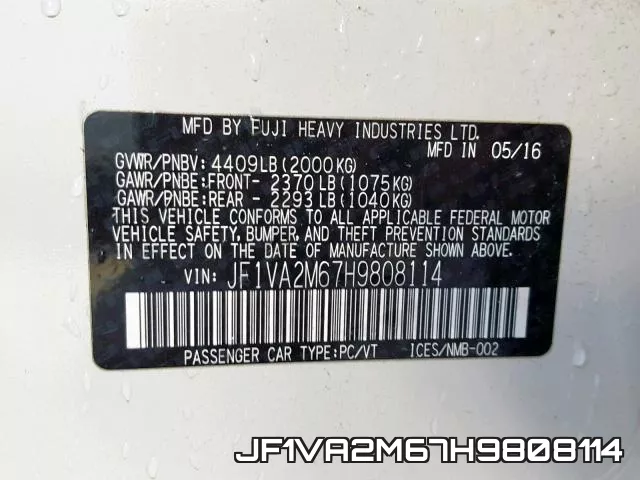 JF1VA2M67H9808114 фото 2