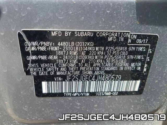 JF2SJGEC4JH480579 фото 2