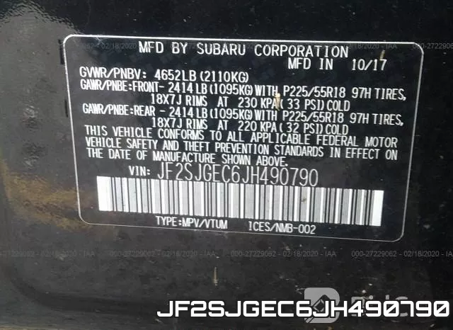JF2SJGEC6JH490790 фото 10