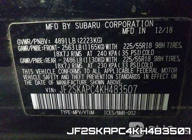 JF2SKAPC4KH483507 фото 10