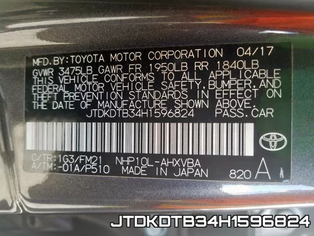 JTDKDTB34H1596824 фото 2