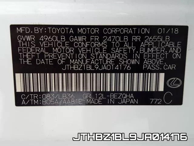 JTHBZ1BL9JA014176 фото 2