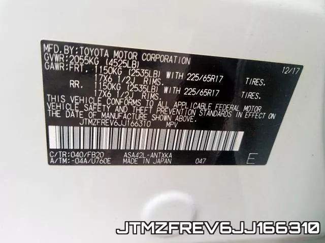 JTMZFREV6JJ166310 фото 2