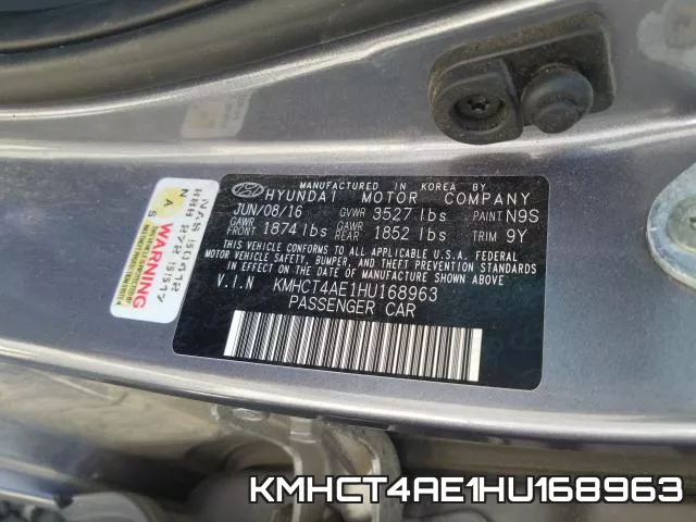 KMHCT4AE1HU168963 фото 2