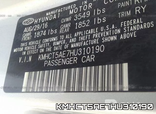 KMHCT5AE7HU310190 фото 10