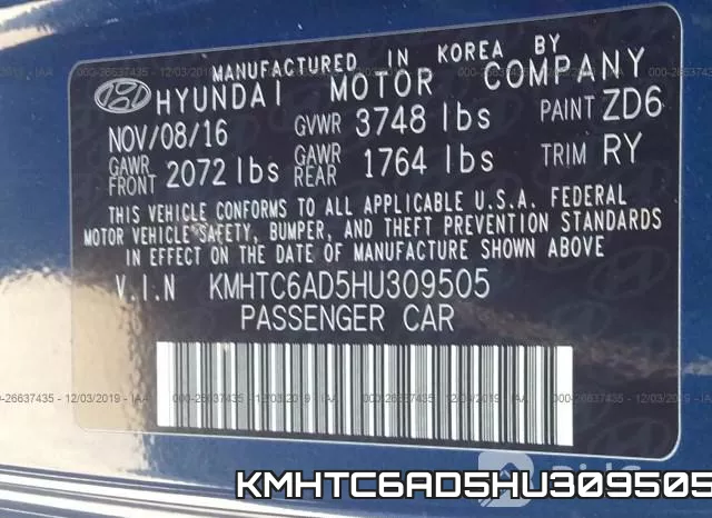 KMHTC6AD5HU309505 фото 10