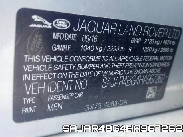 SAJAR4BG4HA967262 фото 2
