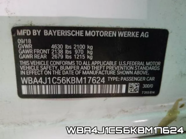 WBA4J1C56KBM17624 фото 2