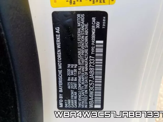 WBA4W3C57JAB87337 фото 2