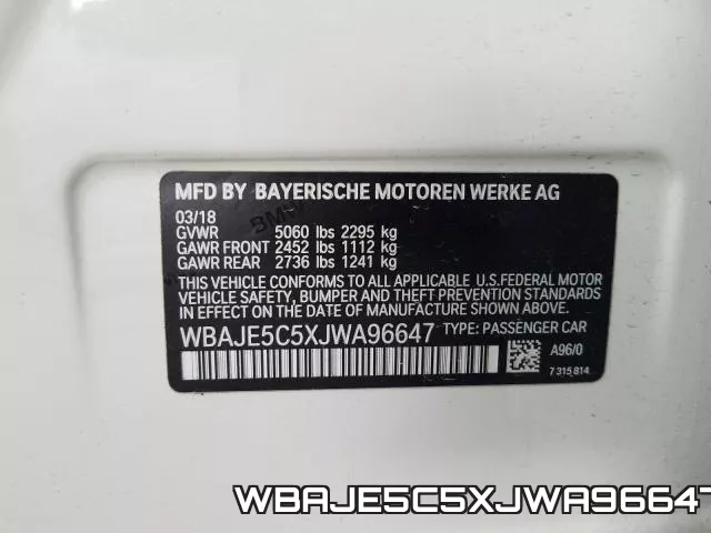 WBAJE5C5XJWA96647 фото 2