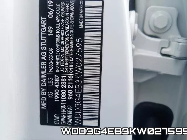 WDD3G4EB3KW027595 фото 2