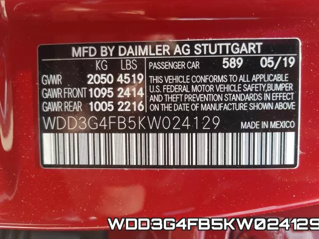 WDD3G4FB5KW024129 фото 2