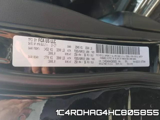 1C4RDHAG4HC805855 фото 2