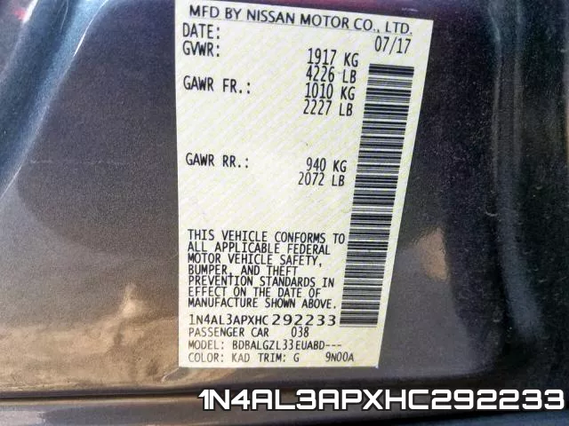 1N4AL3APXHC292233 фото 2