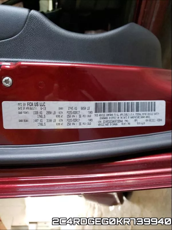 2C4RDGEG0KR739940 фото 2