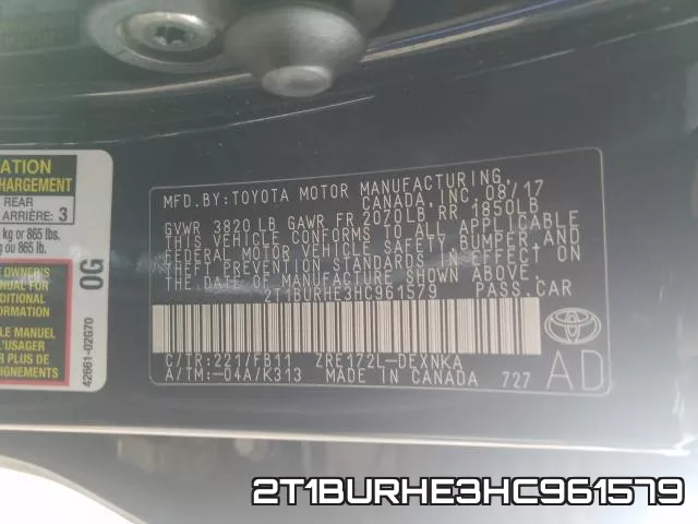 2T1BURHE3HC961579 фото 2