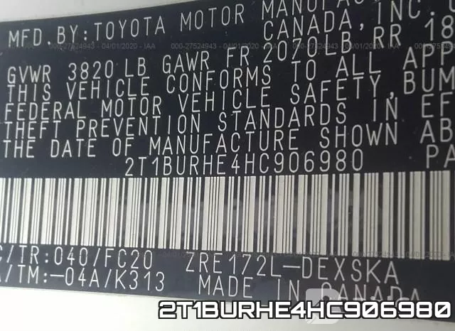 2T1BURHE4HC906980 фото 10