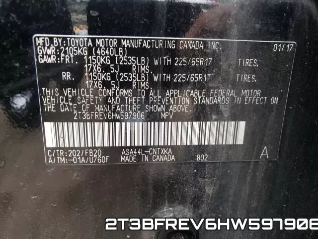 2T3BFREV6HW597906 фото 2