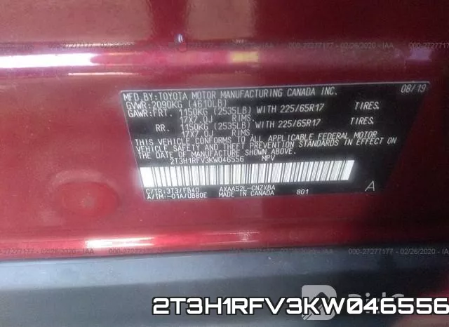 2T3H1RFV3KW046556 фото 10