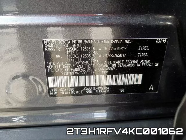 2T3H1RFV4KC001062 фото 2