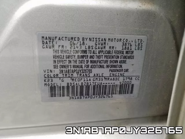 3N1AB7AP0JY326765 фото 2