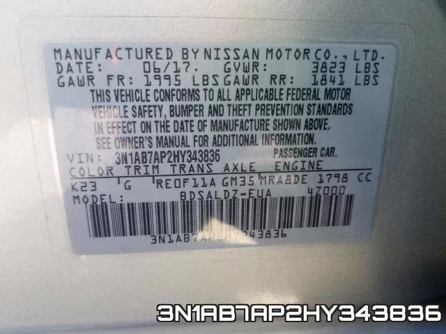 3N1AB7AP2HY343836 фото 2