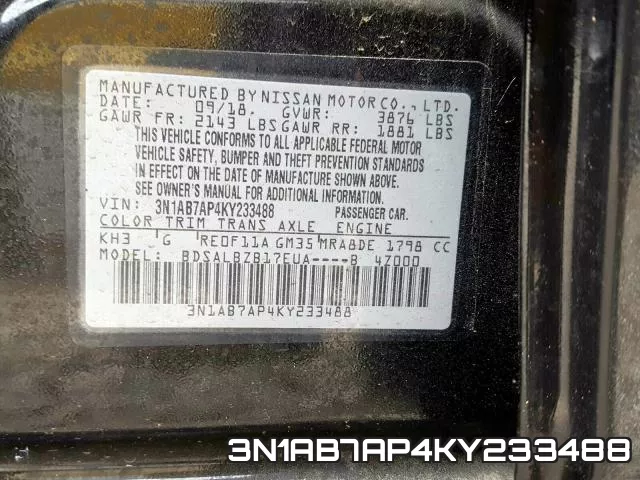 3N1AB7AP4KY233488 фото 2