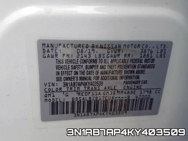 3N1AB7AP4KY403509 фото 2
