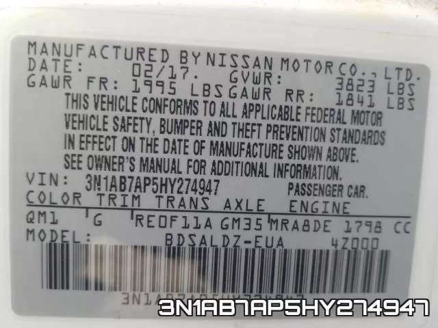 3N1AB7AP5HY274947 фото 2