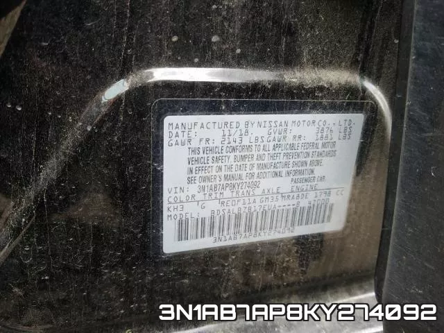 3N1AB7AP8KY274092 фото 2
