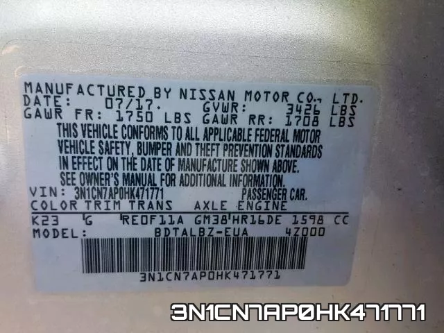 3N1CN7AP0HK471771 фото 2