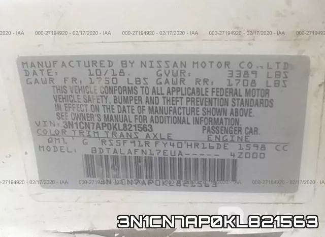 3N1CN7AP0KL821563 фото 10